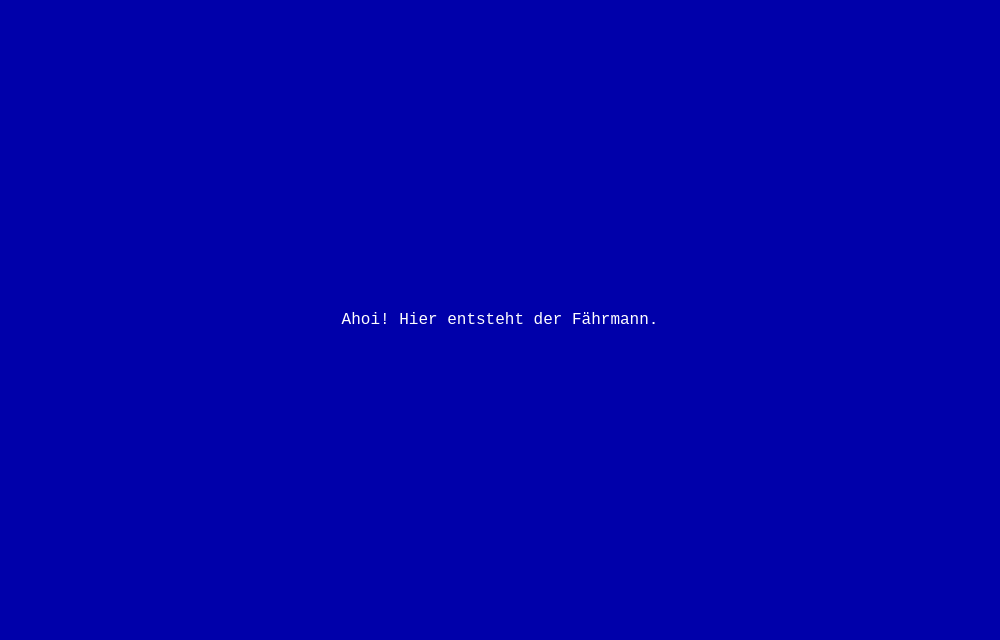Ein komplett blaues Fenster mit weißem Text in der Mitte